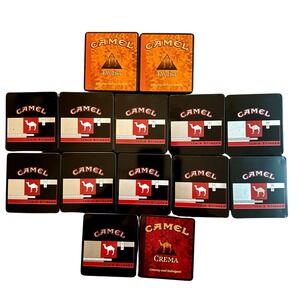 Vintage Lot of 14 Camel Cigarette Metal Tins - Empty